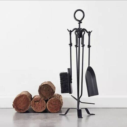 SCANDIA CLASSIC™ 5 Piece Fire Place Tool Set Fireplace Shovel Brush Poker +Stand