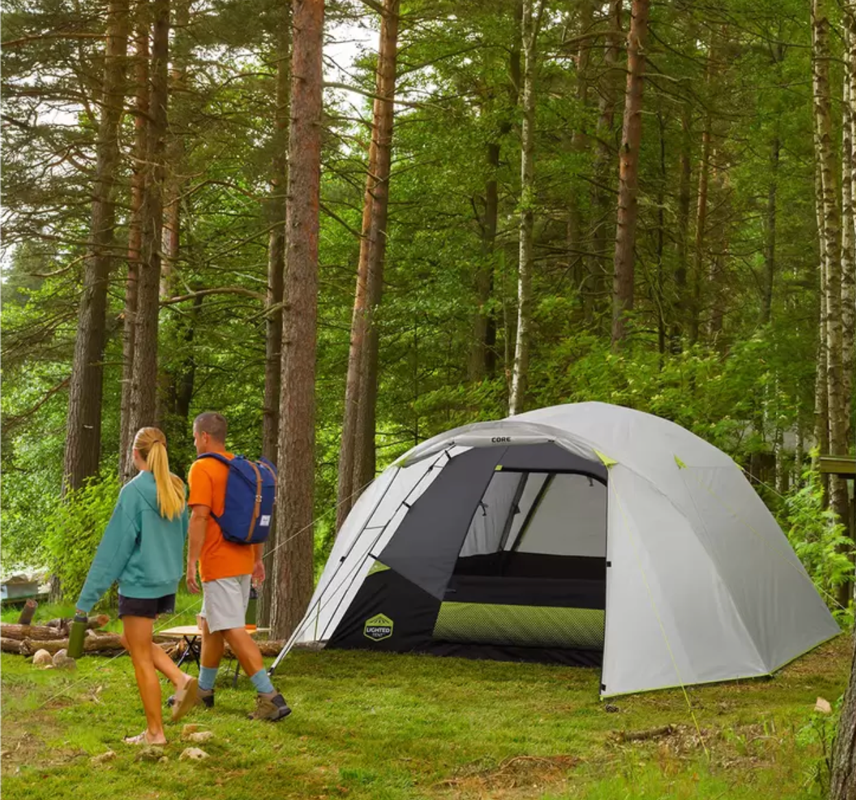 CORE 6 Person Lighted Blockout Tent with Full Rainfly