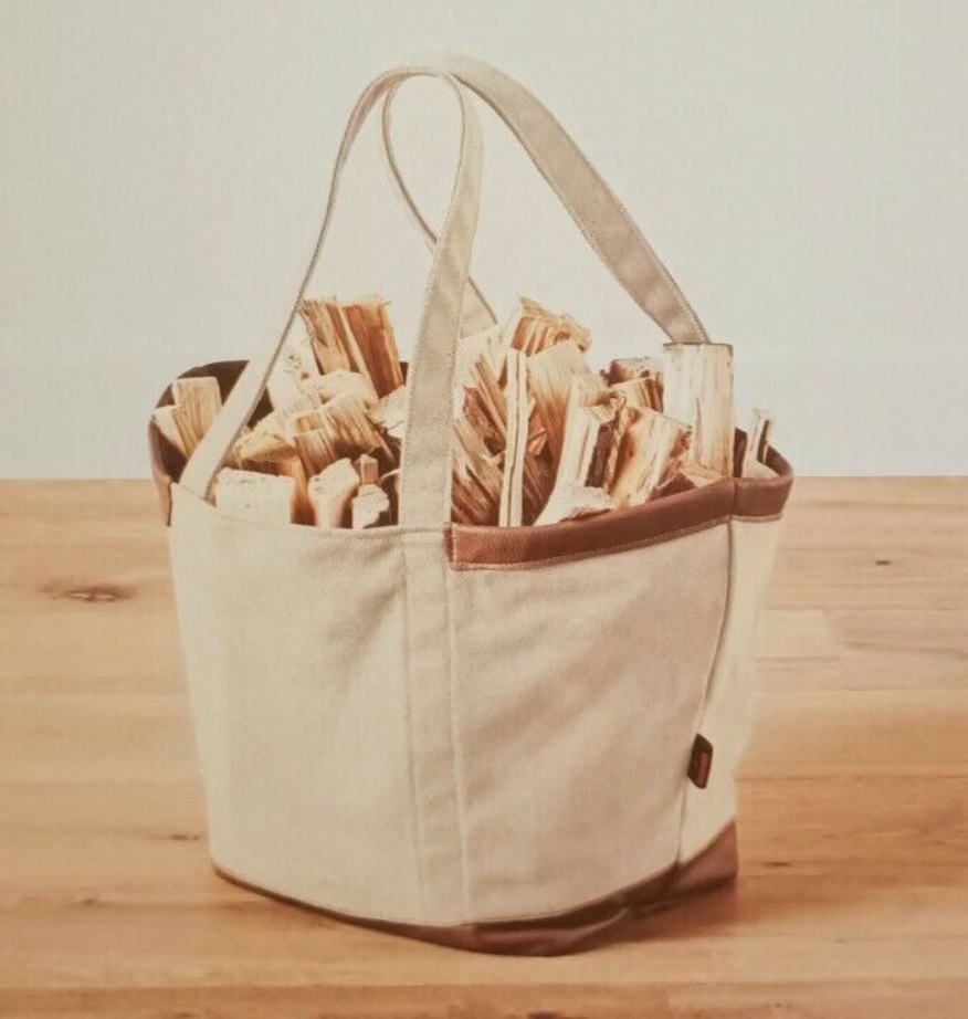 Scandia Kanfas Wood Bag Sand White