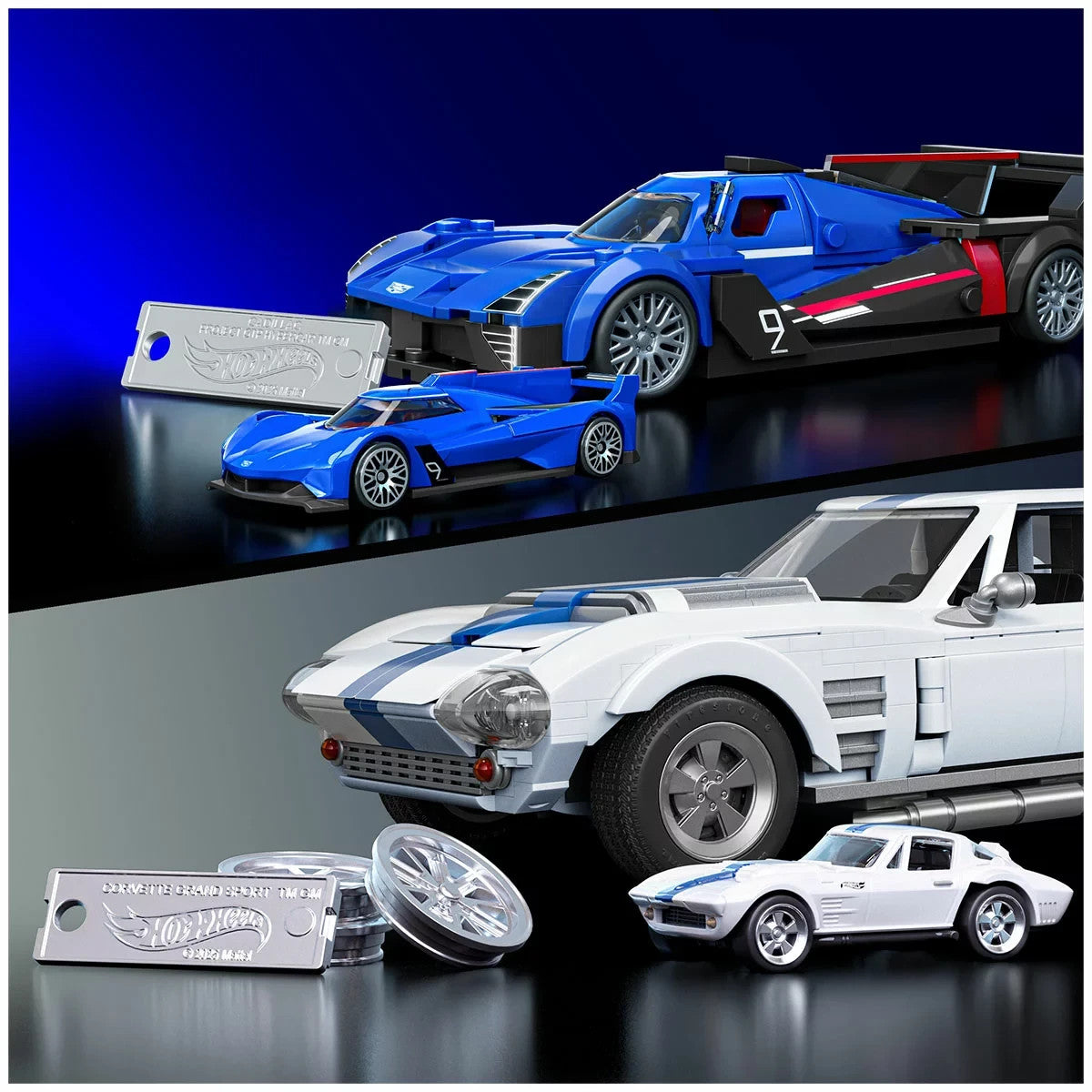Mattel Brick Shop Hot Wheels Cadillac 1:32 And Corvette 1:16 1154 Pieces