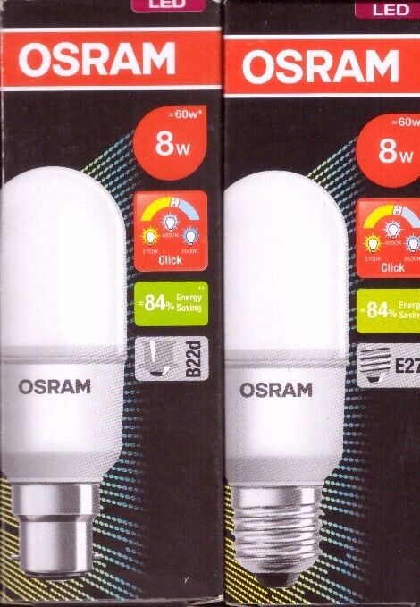 Osram LED 8W Stick Light Bulb E27 B22 Warm Cool White Daylight Colour Change