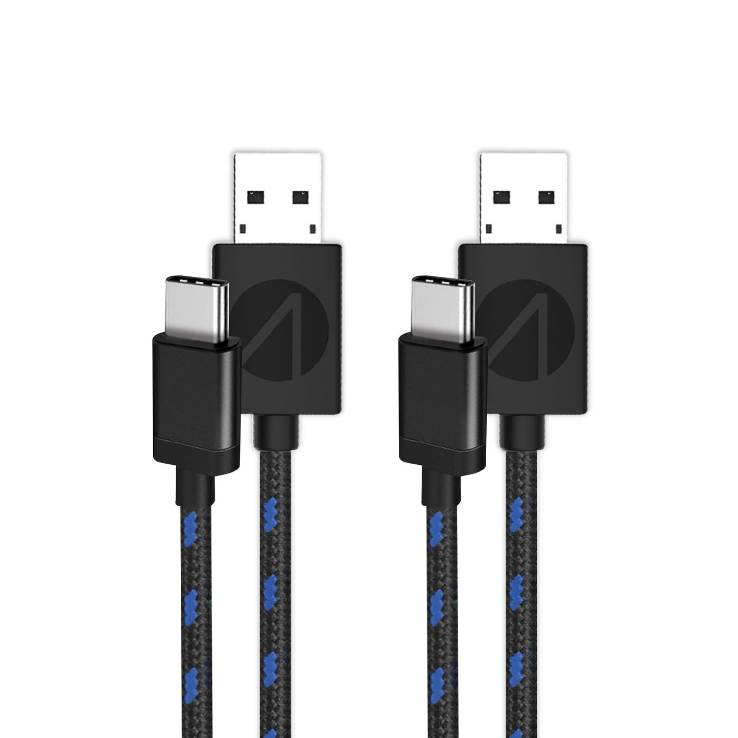 2x 3m Premium Braided Play & Charge Cables For PS5 USB A to USB C - Twin Pack