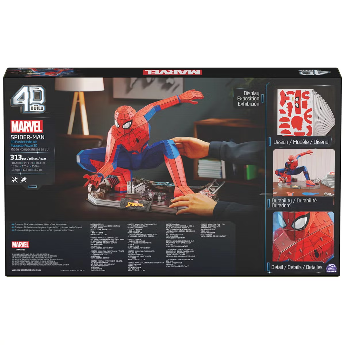 4D Build Spider-Man 3D Puzzle Model Kit Marvel Full Body 313pc 6077957