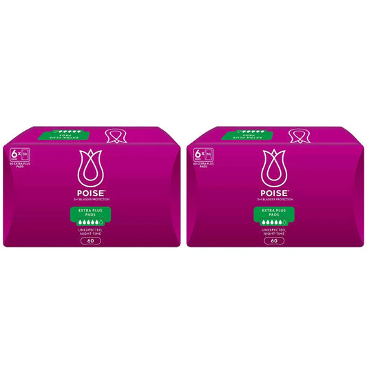 Poise Extra Plus Pads 2 x 60 Pack
