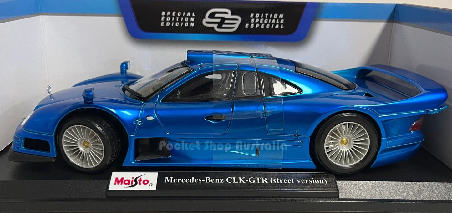 Mercedes Benz CLK-GTR Street Version Kids Model Diecast Car Maisto 1:18 Blue