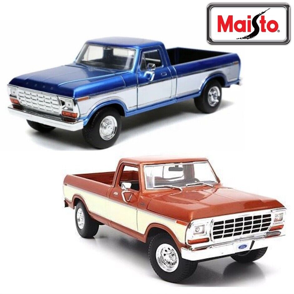 MAISTO 1:18 BLUE 1979 FORD F150 PICK-UP TRUCK DIECAST CAR MODEL BLUE BROWN