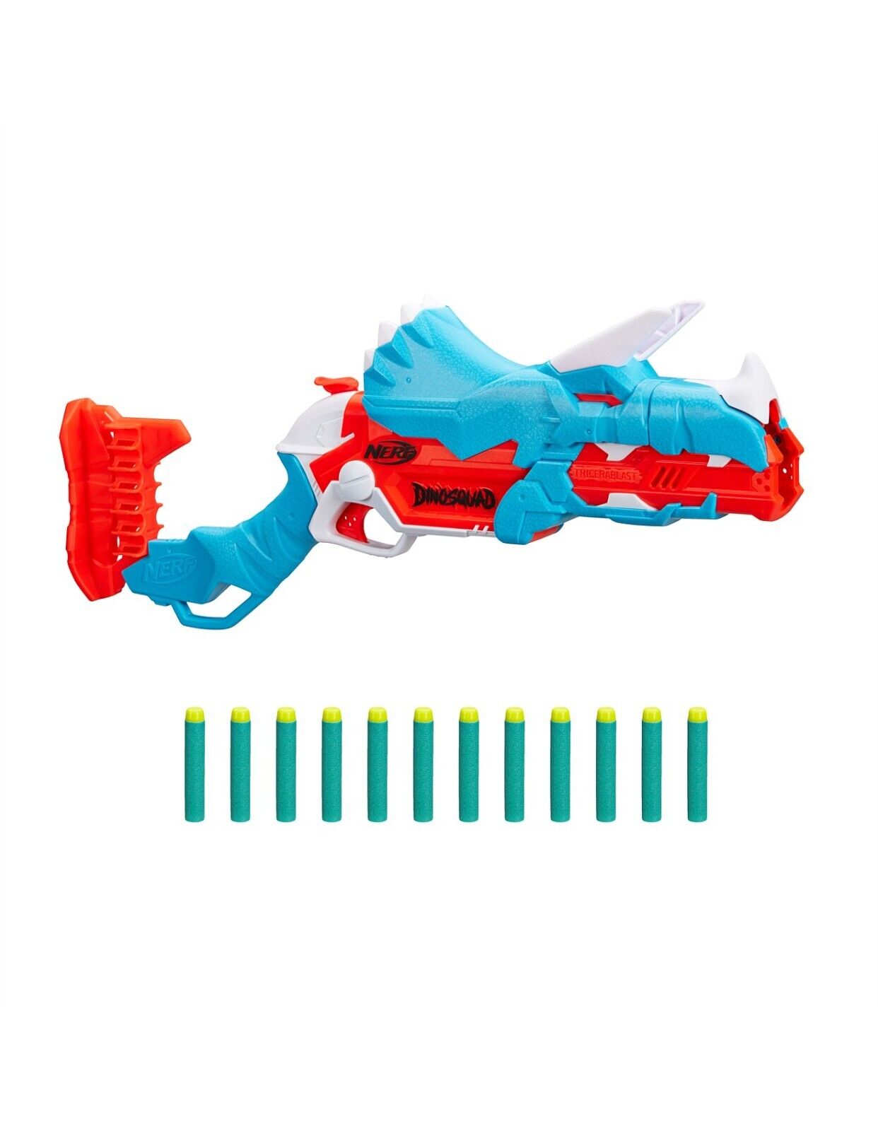 Nerf DinoSquad TriceraBlast Dart Blaster Triceratops Dinosaur Toy Gun 10x Darts