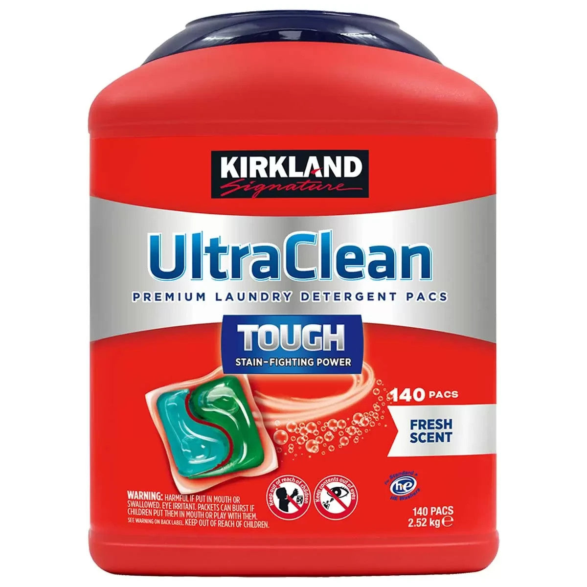 Kirkland Signature Laundry Detergent Pods 140 Pacs Tough on Stains Fresh Scent