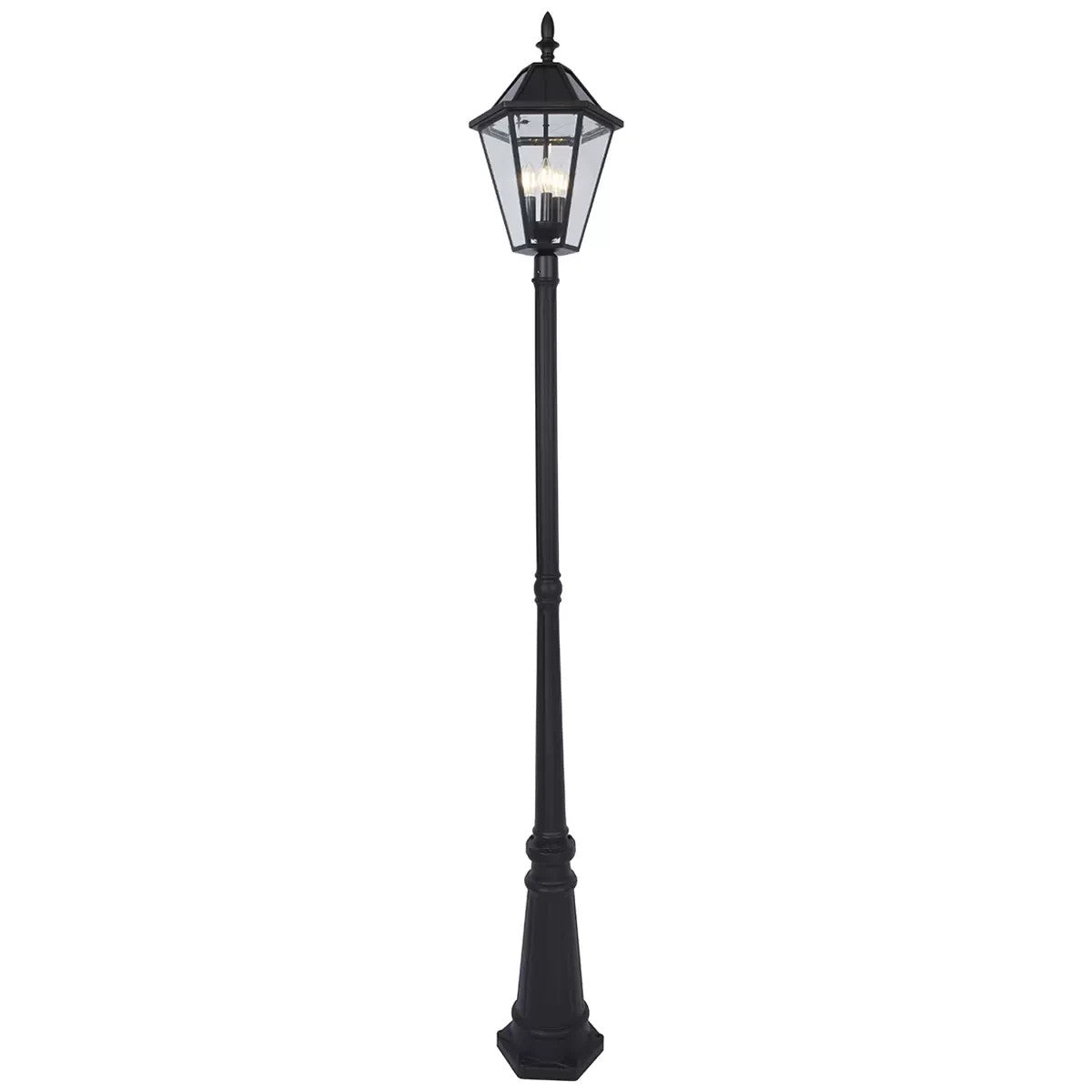 LUTEC 2.27m Cast Aluminium Wireless Solar LED Lamp Post Light Lantern Glass Yard