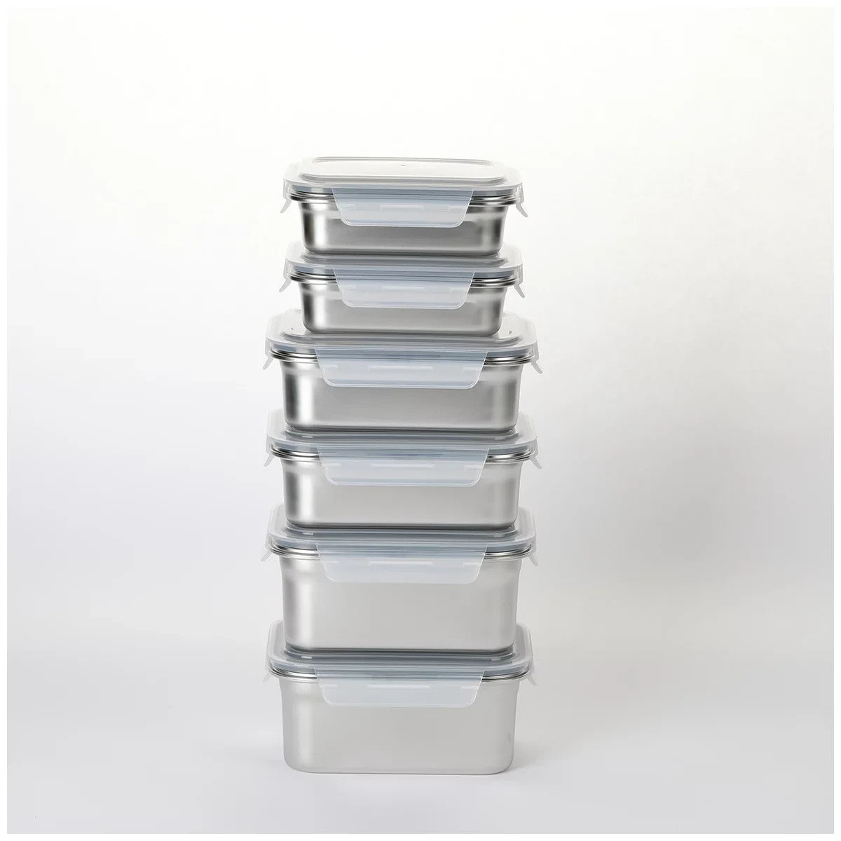 Neoflam Stainless Steel Container Microwavable 12 Pcs Set Stackable Food Storage