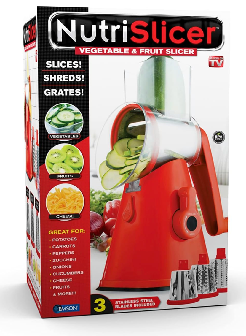 As Seen On TV Nutri Slicer Vegetables & Fruit Slicer includes 3 Slizer Blades