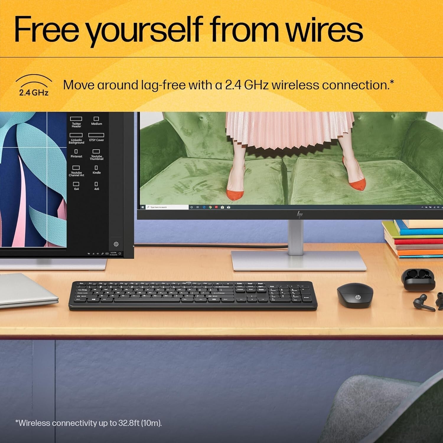 HP 230 Wireless 2.4GHz Full-size Keyboard and Mouse Set Black Colour