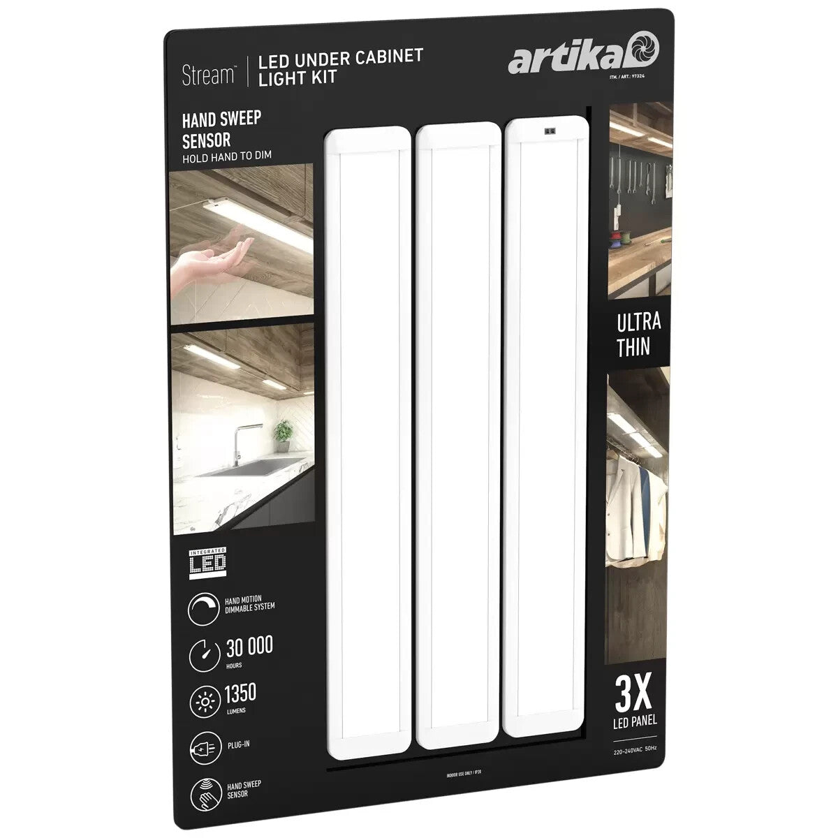 3X ARTIKA Stream Undercabinet Ultrathin LED Light Kit Hand Sweep Sensor Dim