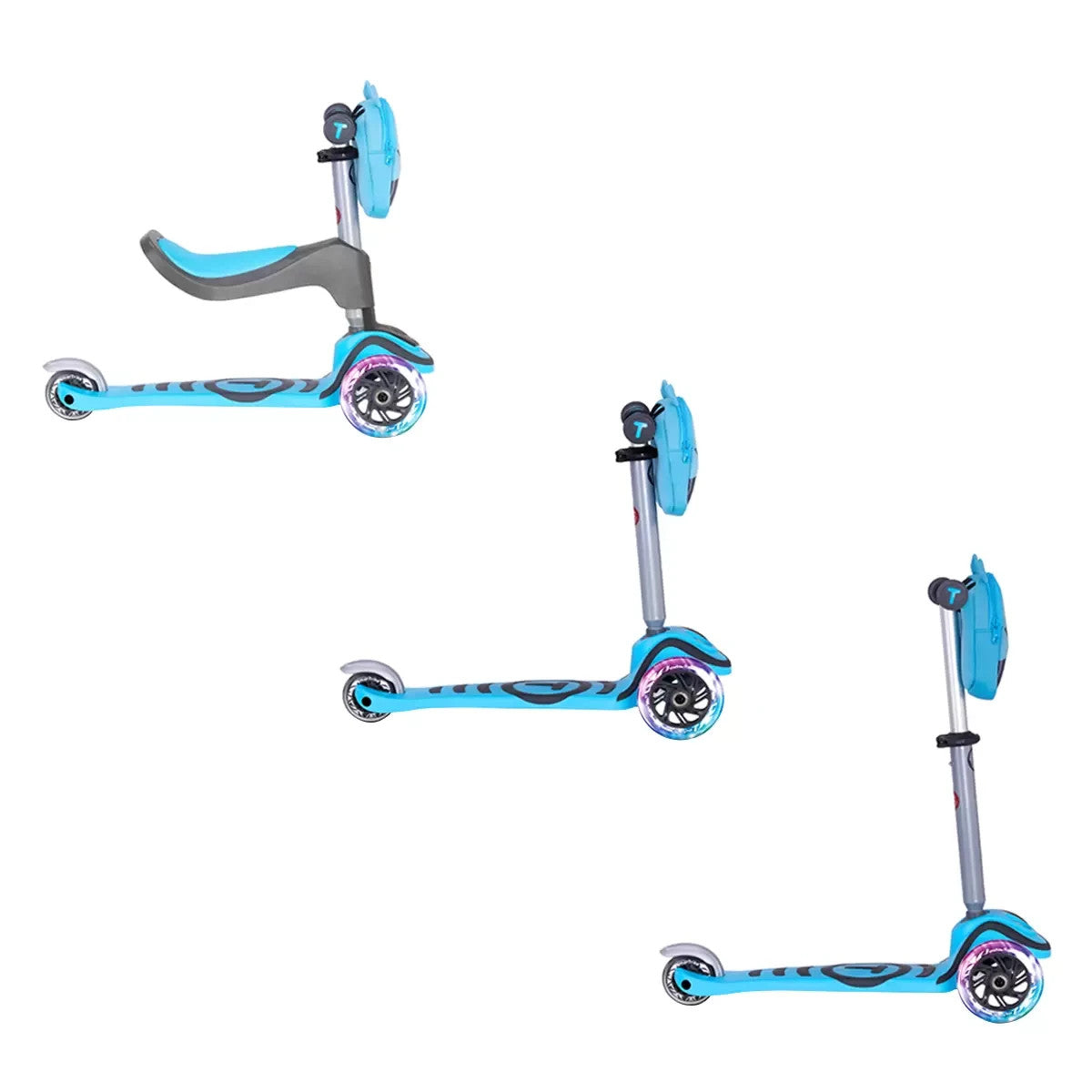 Blue SmarTrike 3-in-1 T1 Toddler Kids Scooter Light-up Wheels Seat BAG 1-5 Years