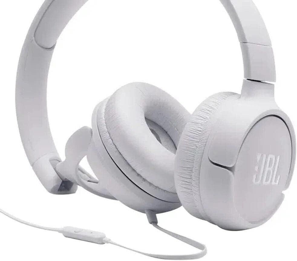 JBL Tune 500 Wired ON Ear Headphones Pure BASS Sound Headset Mic White