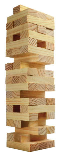 Classic Tumbling Tower Block Game Gift Family Wooden 48pcs Age 6+ 1-4 Players