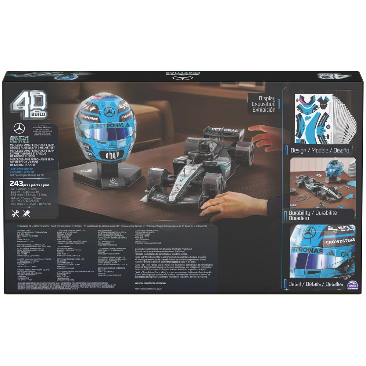 4D Build F1 Mercedes Petronas 3D Puzzle Model Kit Car Helmet 243 Pieces 6076624