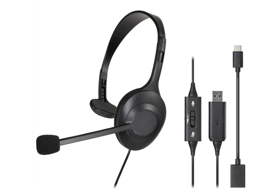 Audio Technica Single Ear USB C A Noise Cancelling MIC PC Headset Wired Black