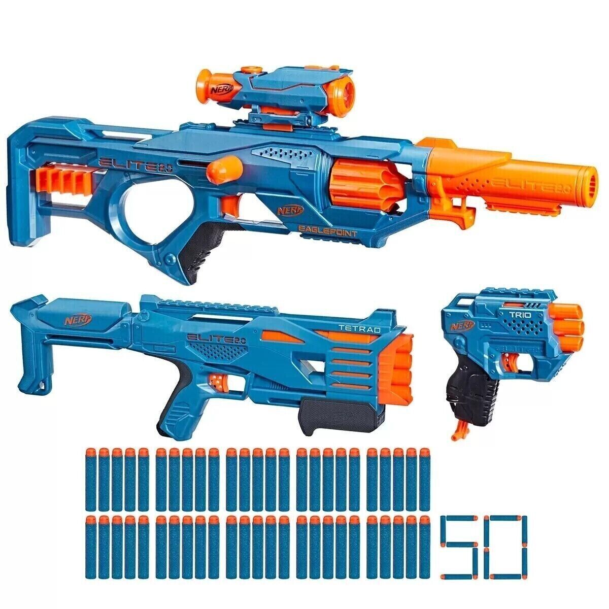 Nerf Elite Ultimate Blaster Pack 3 Blasters with 50 Darts Nerf Guns