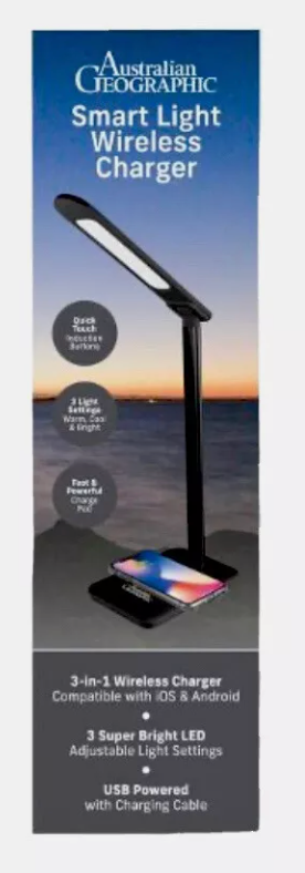 Australian Geographic Smart Light Wireless Charger Black