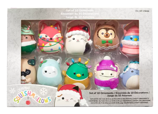 10x Squishmallows Christmas Tree Ornaments by Kurt Adler Squishmallow