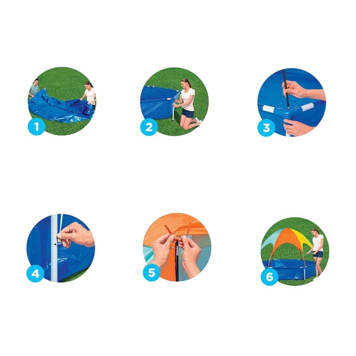 Bestway 2.4M 8FT  Play Pool with UV Careful 40+ UPF Splash-in-Shade Water Set