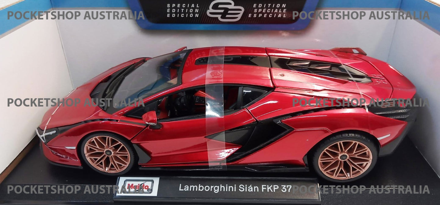 Maisto Red Lamborghini Sian FKP 37 1:18 special edition Diecast Display Toy Car