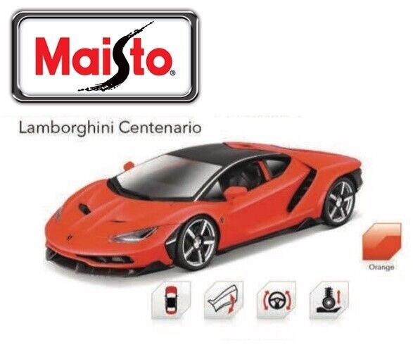 Maisto Lamborghini Centenario Die Cast Car Model 1:18 Scale Kids Red Orange Gift