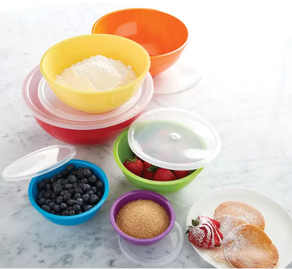 Sabatier Melamine Mixing Bowls with Lids Set of 6