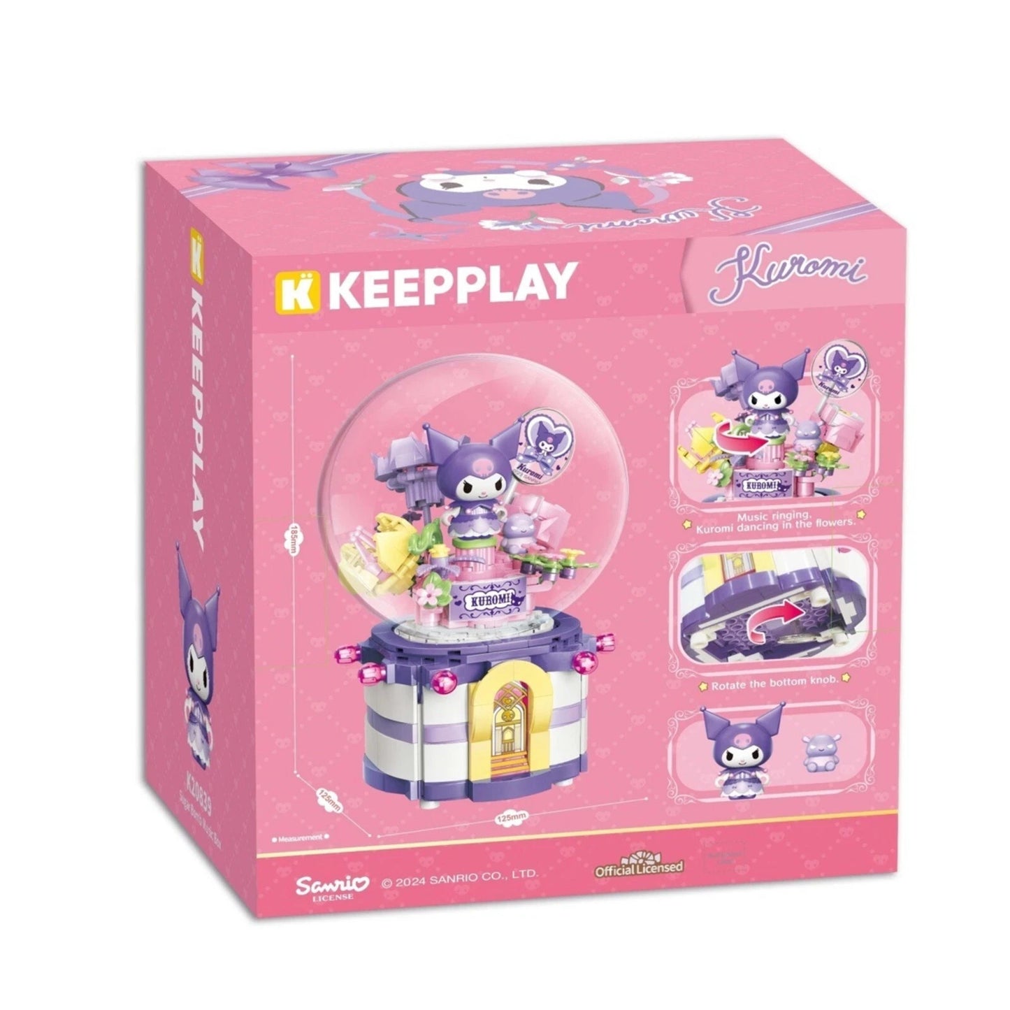 KeepPlay Sanrio Kuromi Sugar Bomb Music Box 328-Piece Building Bricks Playset
