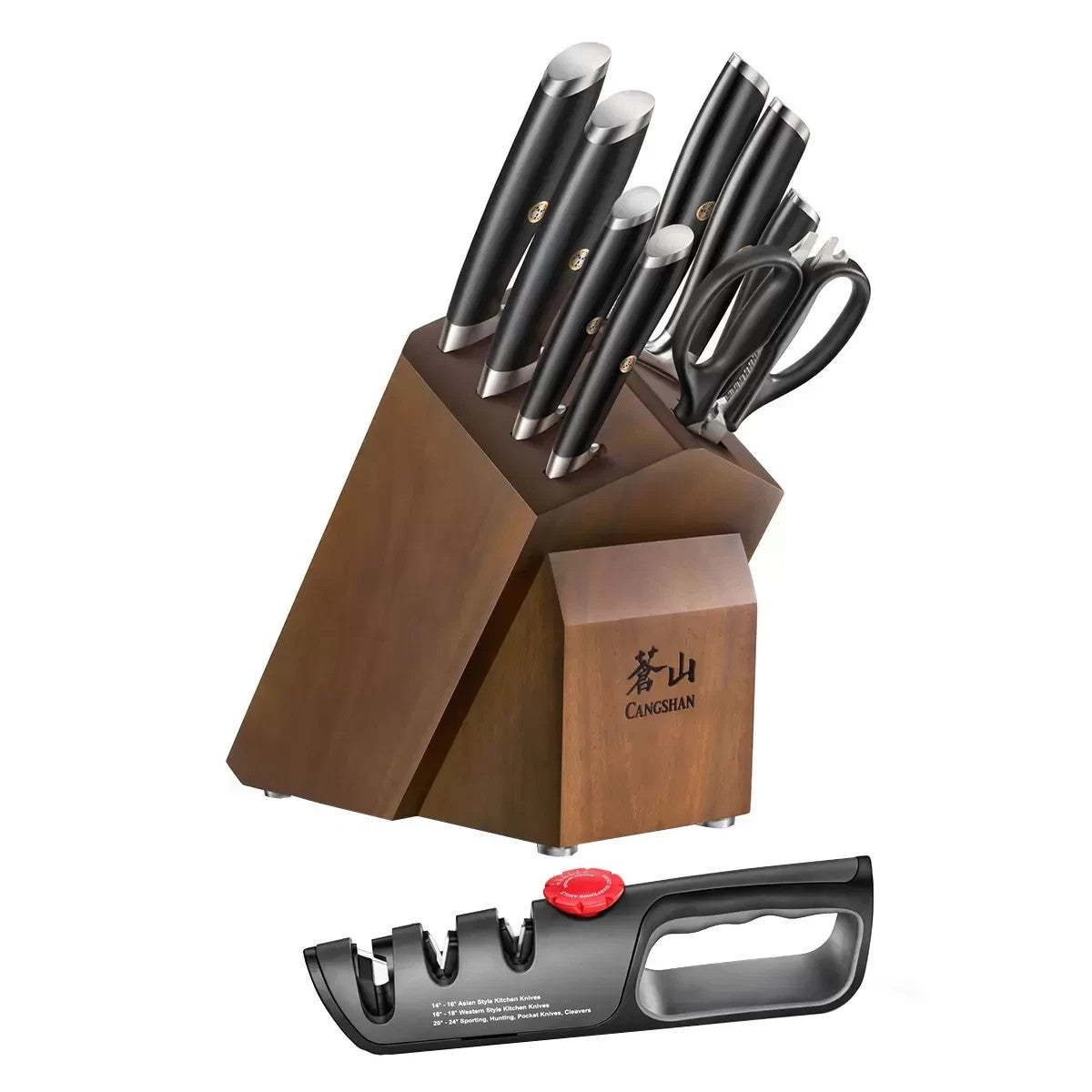 Cangshan L Series German Steel Knife Block Set 10 Piece Black w/ Sharp, Block