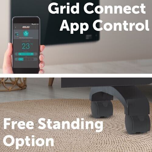 Arlec 2200W Black Glass SMART WI-FI Panel Heater Touch Control Grid Connect NEW