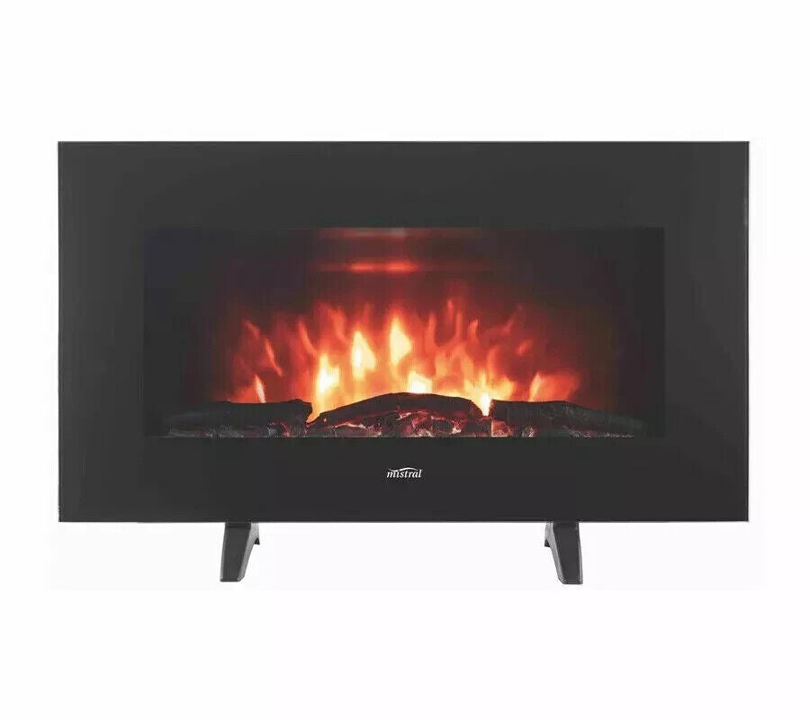 MISTRAL 2000W Fire Flame Effect Heater 2 Heat Settings Wall Mount/Free Standing