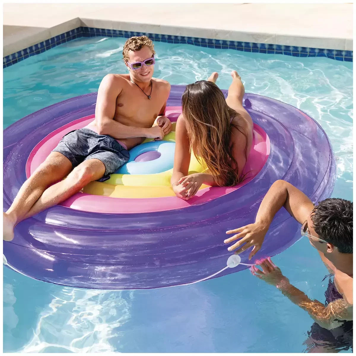 Intex Rainbow Fiesta Island Pool Float 2.01M x 24cm Pool Lounge