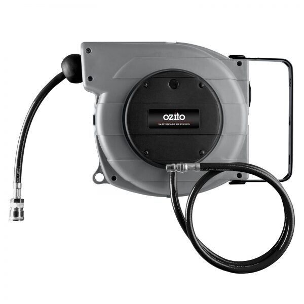 Ozito 9m Retractable Air Hose Reel Quick Release NITTO 180° Wall Mounted