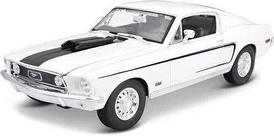 Maisto 1:18 1968 Ford Mustang GT Cobra Jet White Die Cast Toy Diecast Car