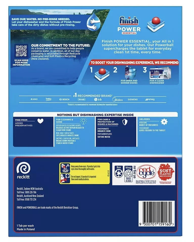 Finish Powerball All In 1 Essential Dishwashing Tablet Lemon Sparkle 140 Tablets