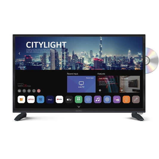 24" HD Smart TV w/ Mains and 12V Adaptor for Caravan Car Camper DVD Player WebOS