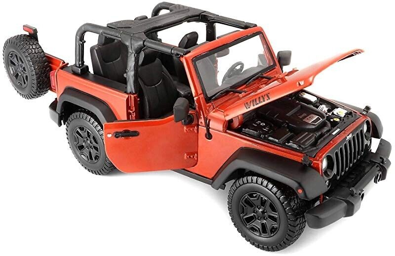 Maisto Orange 2014 Jeep Wrangler Willys Topless Kids Model Diecast Toy Car 1:18