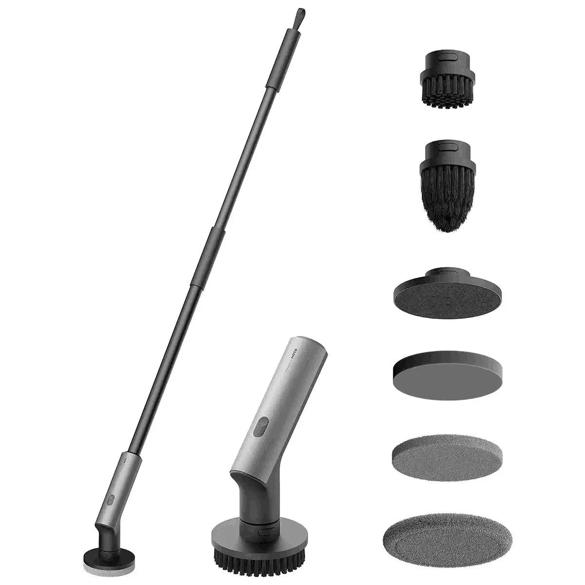 HOTO Cordless Electric Spin Scrubber Adjustable Angles with 6 Brush Heads