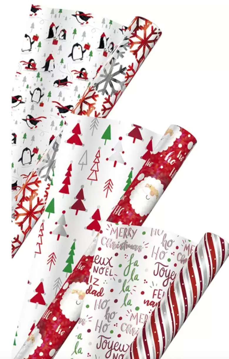Kirkland Signature Double Sided Christmas Gift Wrap 6 Pk Assorted Design