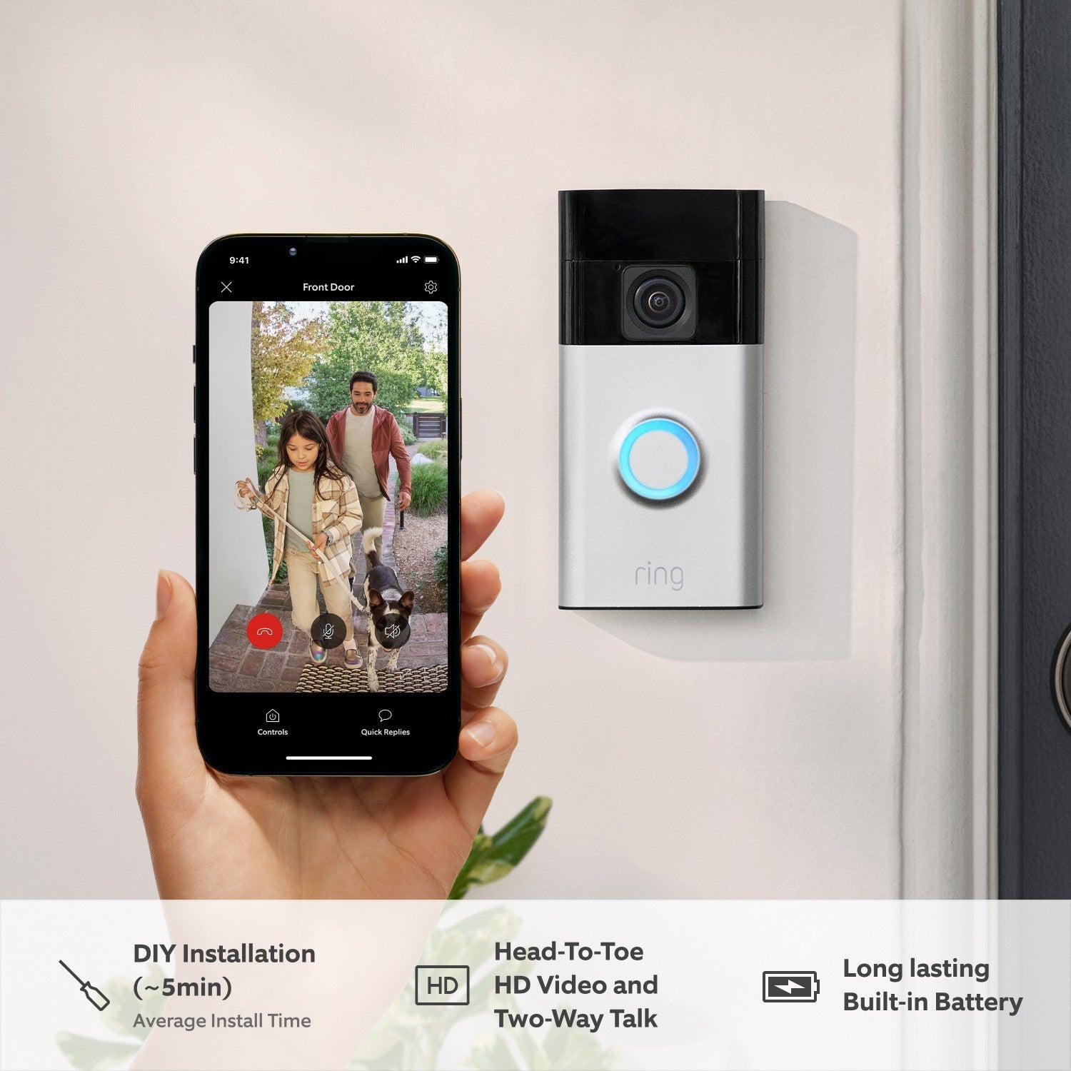 Ring Battery Video Doorbell & Chime 3rd Gen - Satin Nickel