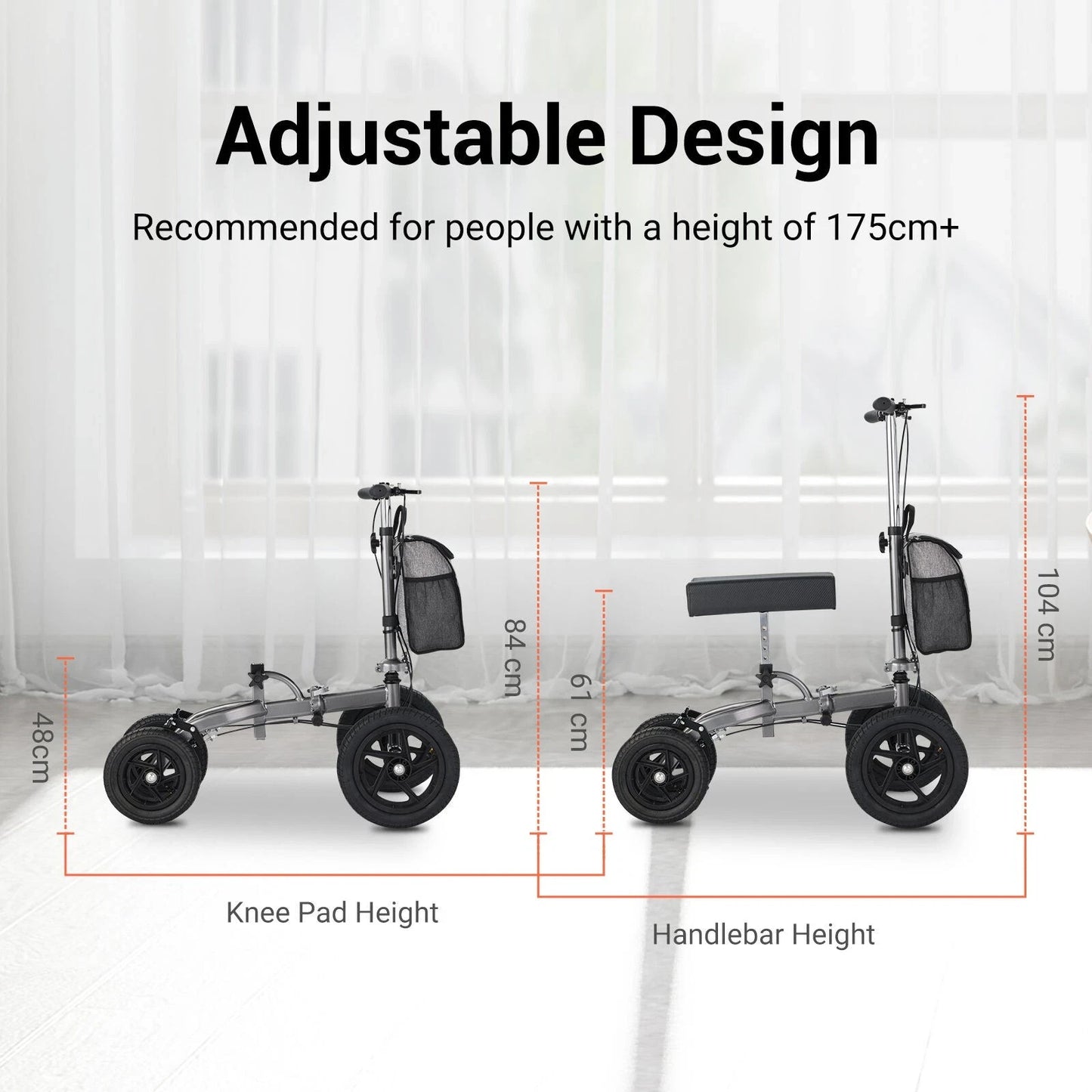Altus Bariatric Knee Scooter Walker Foldable All-terrain 12 Inch Pneumatic Tires