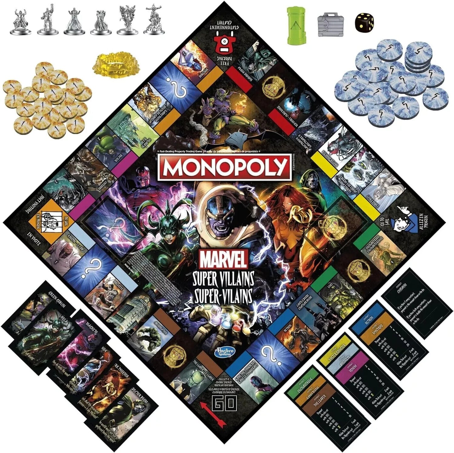 Monopoly Marvel Super Villains Edition Board Game for Families and Kids Ages 8+
