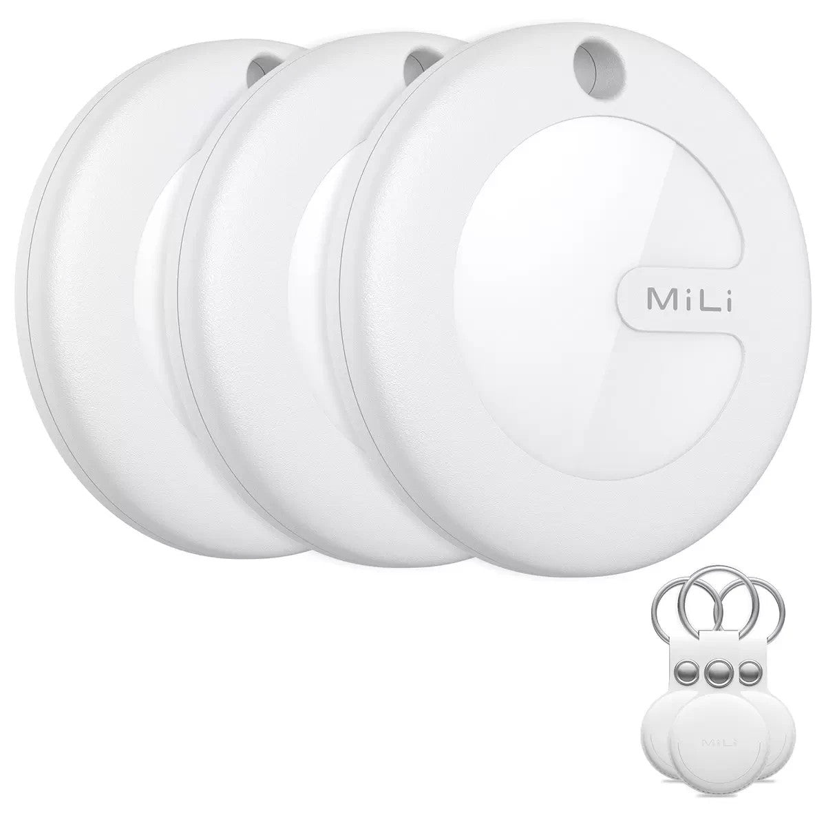 MiLi MiTag Item Finder 3 Pack HD-P16W3 Item Tracker Leather Keyring Included