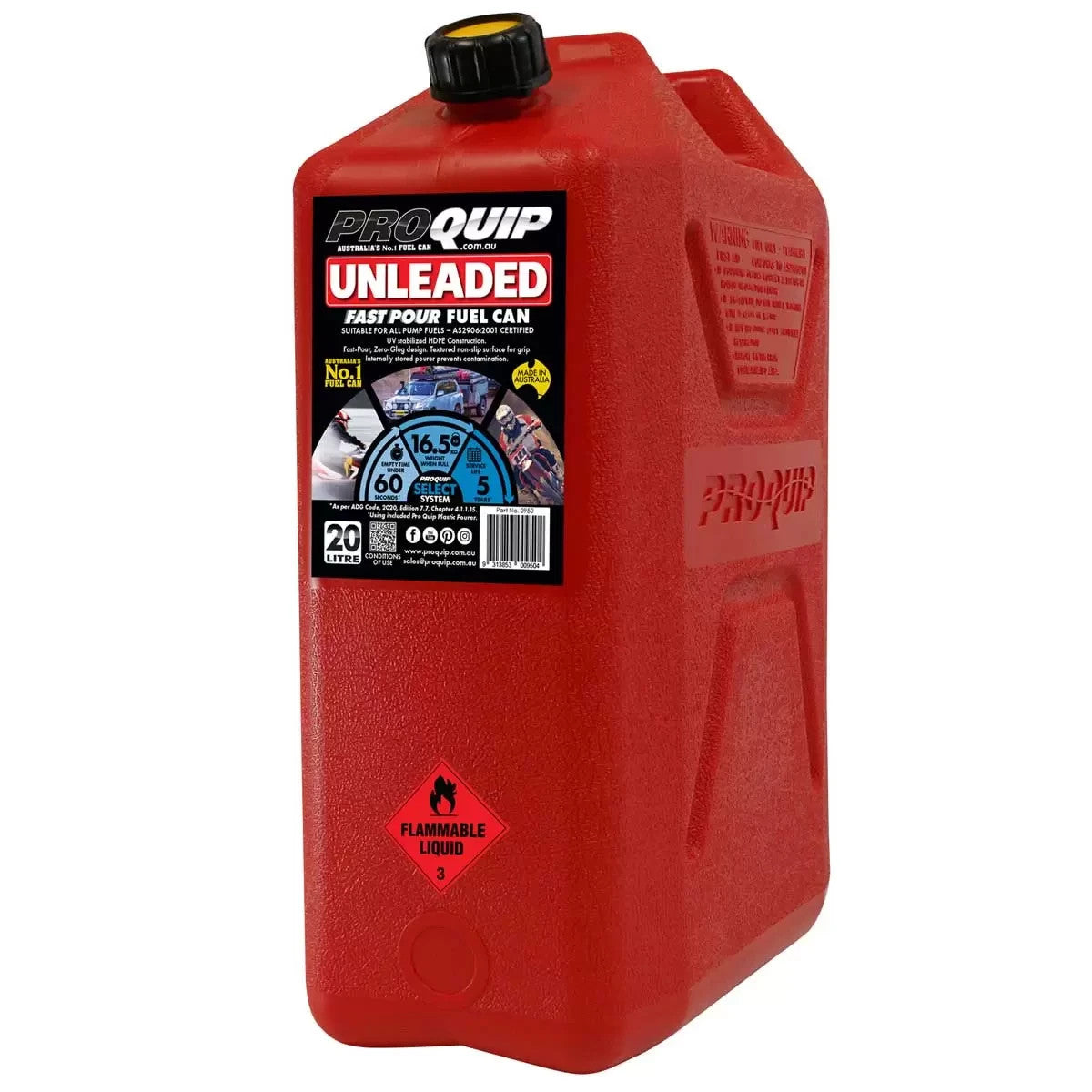 Pro Quip Fast Pour Plastic Fuel Can 20L Diesel Yellow