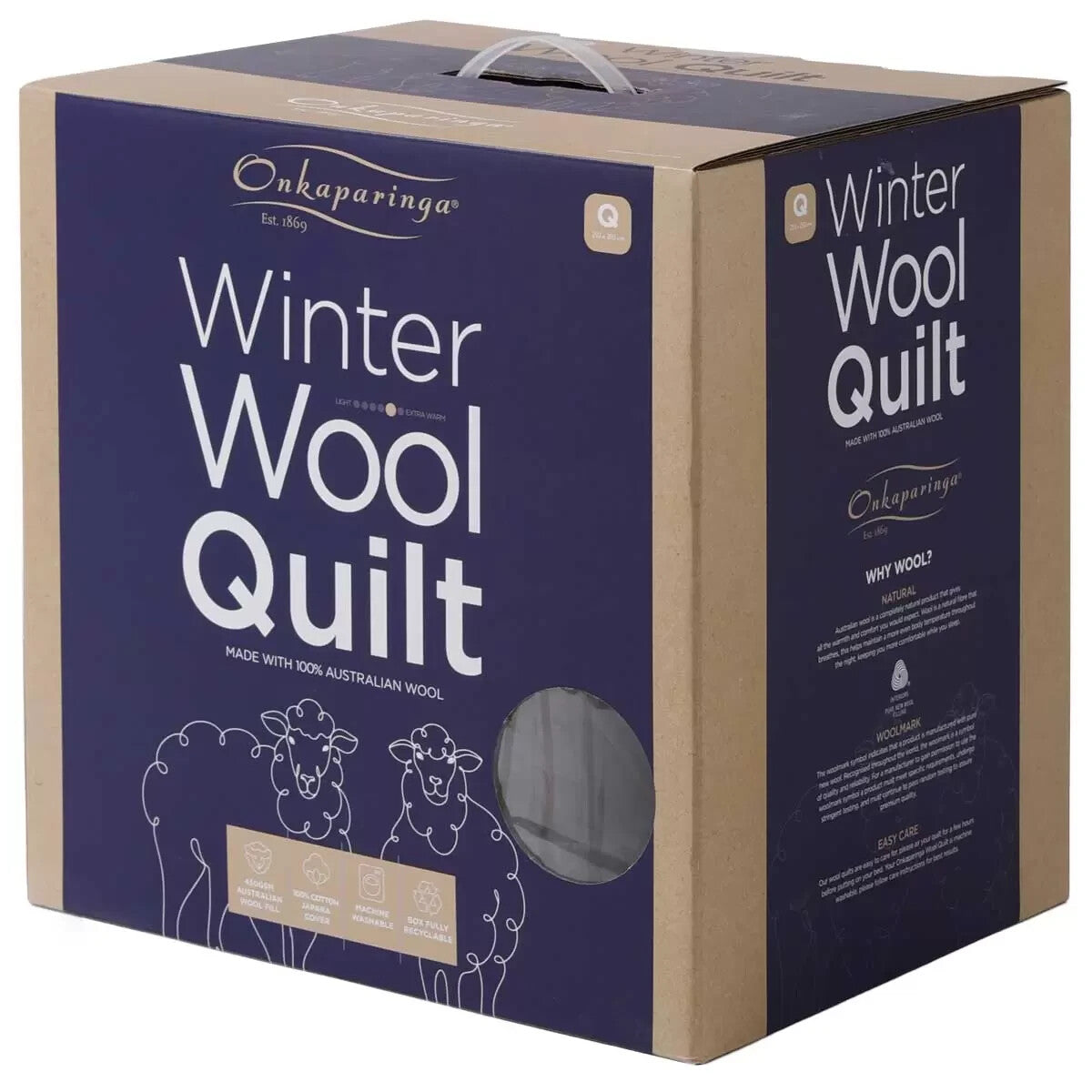 Onkaparinga Australian Wool Quilt Cotton Cover Super Warm And Comfortable Queen