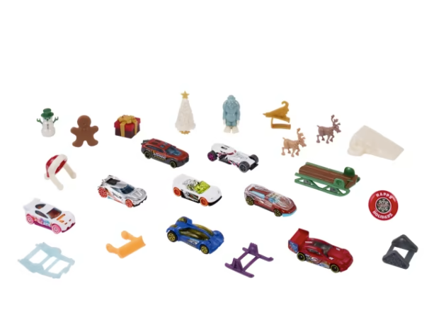 Hot Wheels Advent Calendar - 8 hot wheels cars 16 winter themed accessories