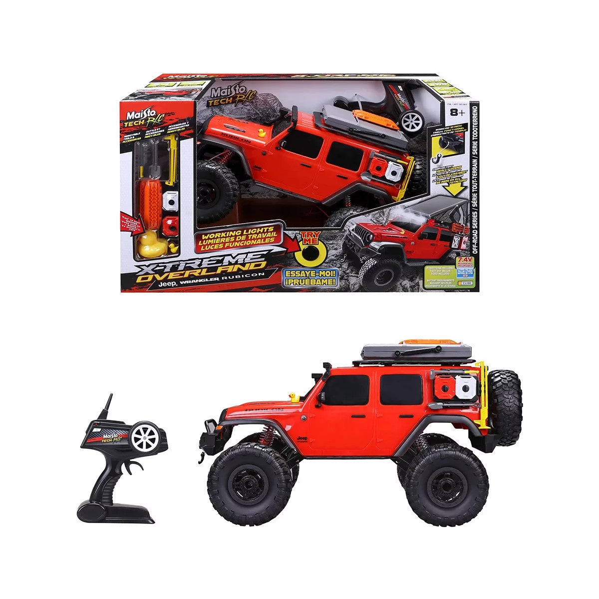 Maisto 57cm Jeep Overlander Remote Control RC Off Road 4X4 Truck LED Light Winch