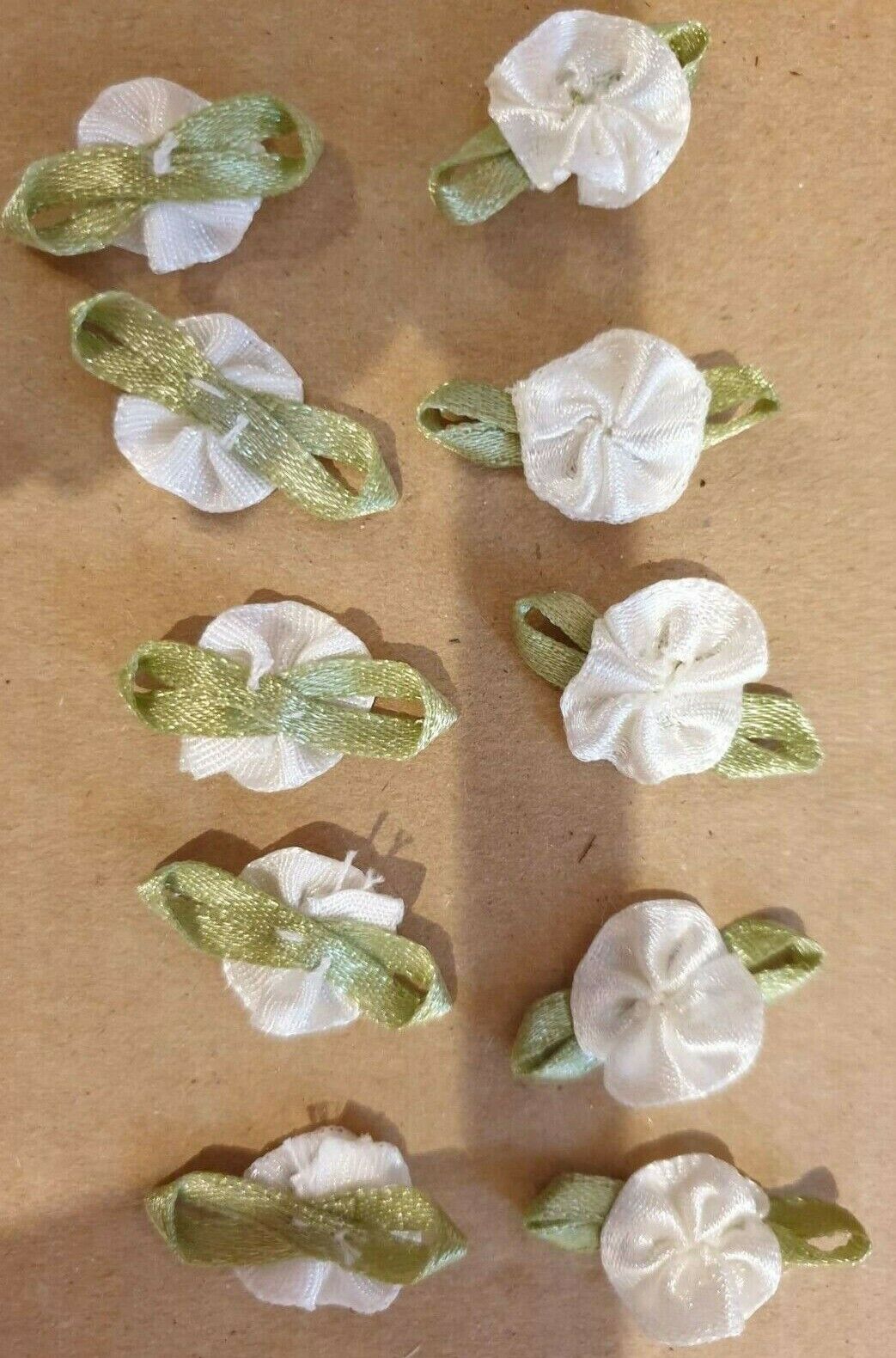 10x Handmade Ribbon Rosettes Fabric Flowers For Wedding,Clothes Embellishment